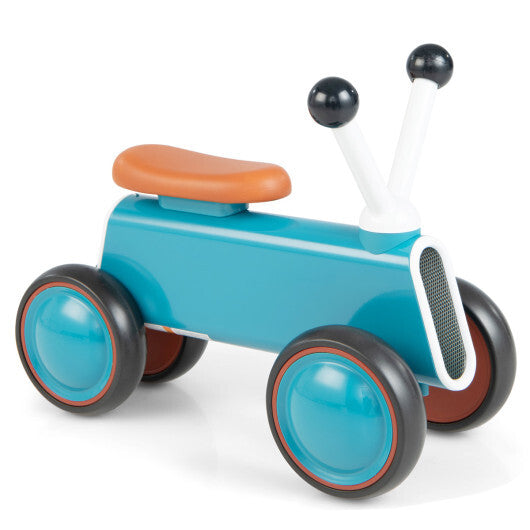 4 Wheels Baby Balance Bike without Pedal-Blue - Color: Blue