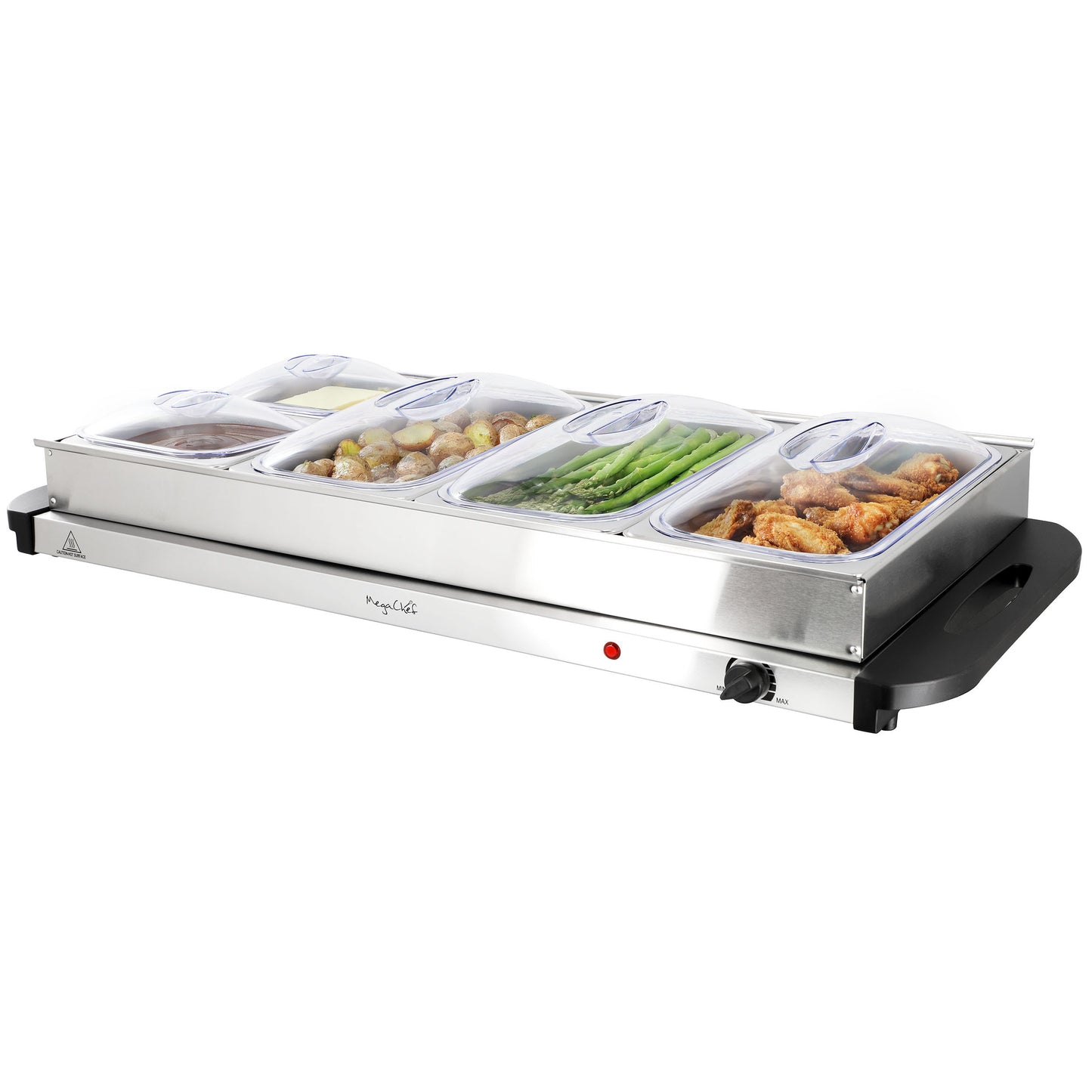 MegaChef Buffet Server & Food Warmer With 5 Removable Sectional Trays , Heated Warming Tray and Removable Tray Frame