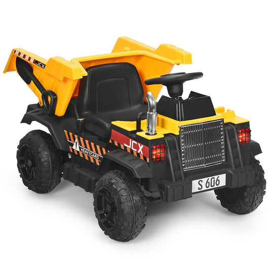 12V Battery Kids Ride On Dump Truck withEl Electric Bucket and ectric Dump Bed - Color: Yellow