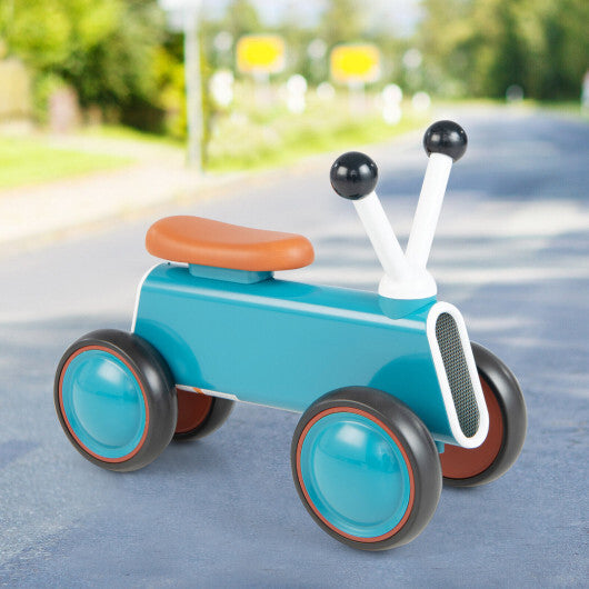 4 Wheels Baby Balance Bike without Pedal-Blue - Color: Blue