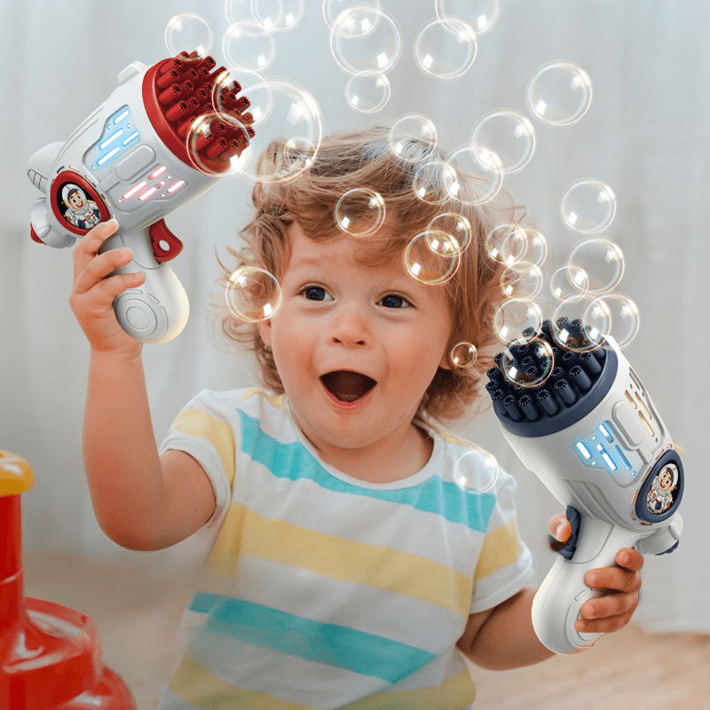 1pc, Bubble Gun, Electric Automatic Soap Rocket Bubble Machine, Portable Outdoor Party Gifts, Wedding Party Supplies, LED Light Blower Playthings, Birthday Gifts, Holiday Gifts