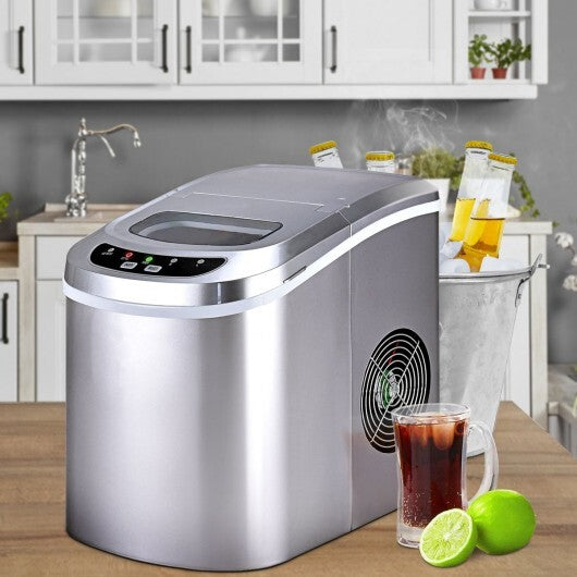 Mini Portable Compact Electric Ice Maker Machine-Silver - Color: Silver