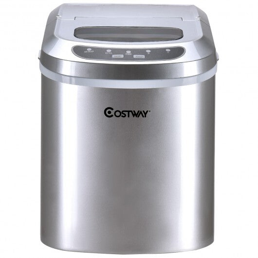 Mini Portable Compact Electric Ice Maker Machine-Silver - Color: Silver