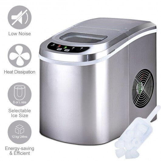 Mini Portable Compact Electric Ice Maker Machine-Silver - Color: Silver