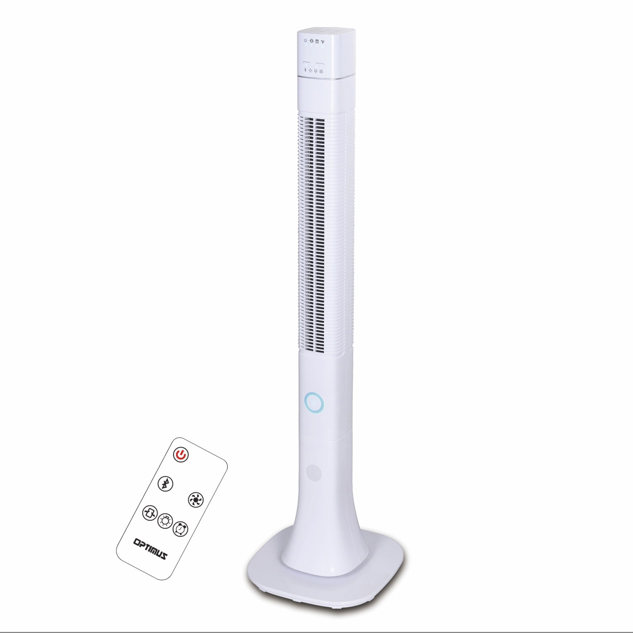 Optimus 48 Inch Pedestal Tower Fan with Remote Control, Bluetooth and LED