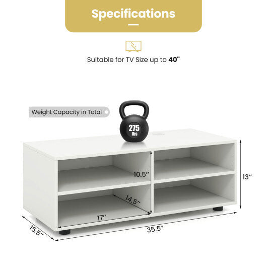 TV Console Table with Adjustable Shelves and Cable Management Hole for TV up to 40"