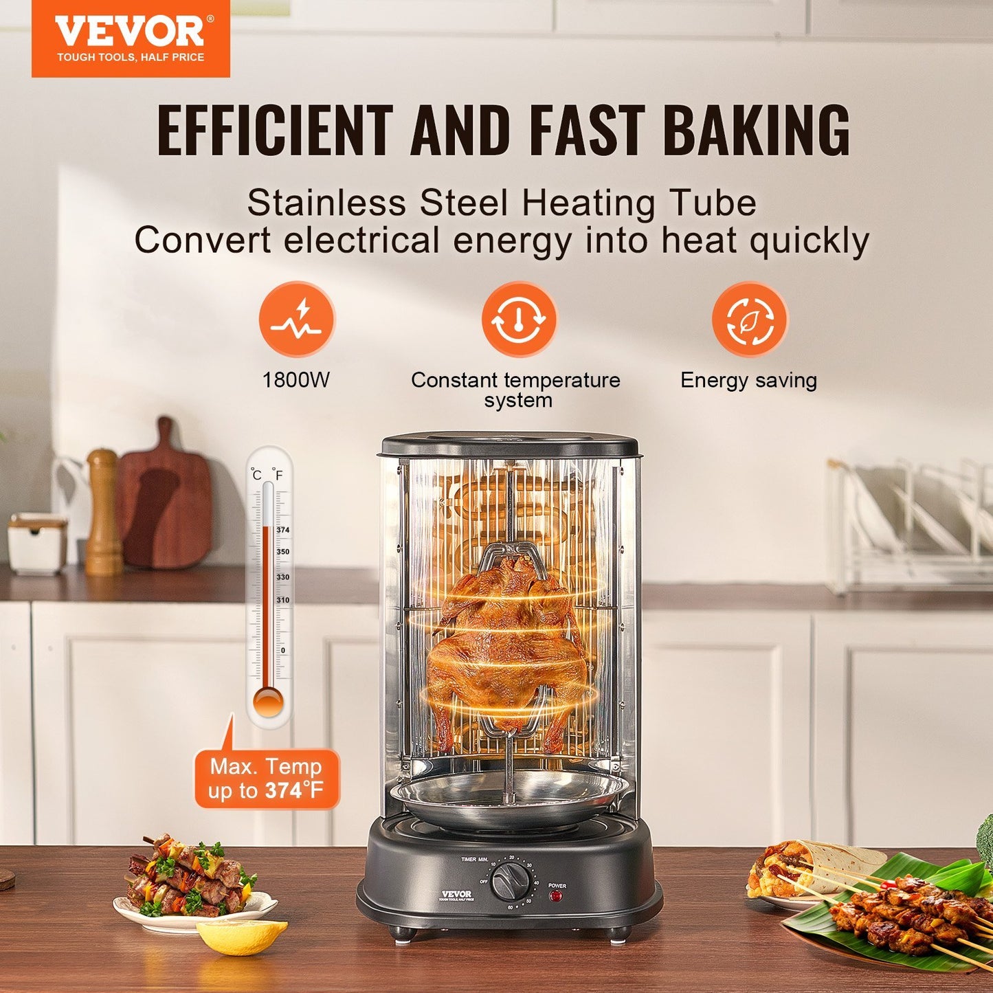 Shawarma Grill Machine, Vertical Chicken Shawarma Cooker Machine Countertop, Electric Stainless Steel Broiler Gyro Rotisserie Oven Doner Kebab Machine, for Home Restaurant Kitchen Parties