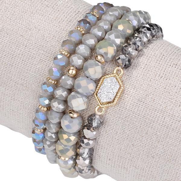 Size: Default Title,Color: LOVELY LAVENDER - Arm Candy Natural Stone And Glass Crystal Bracelets