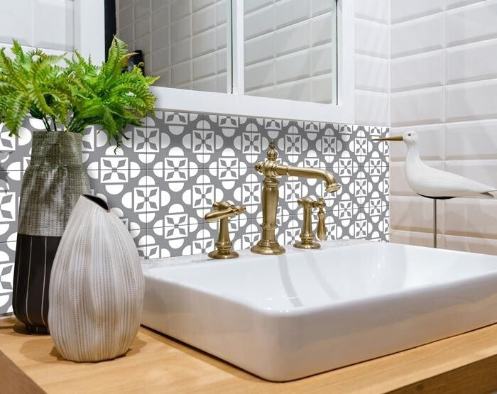 6" X 6" Light Gray and White Coli Peel and Stick Tiles