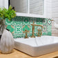 6" x 6" Green and White Mosaic Peel and Stick Removable Tiles