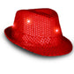 Light Up LED Flashing Fedora Hat with Red Sequins