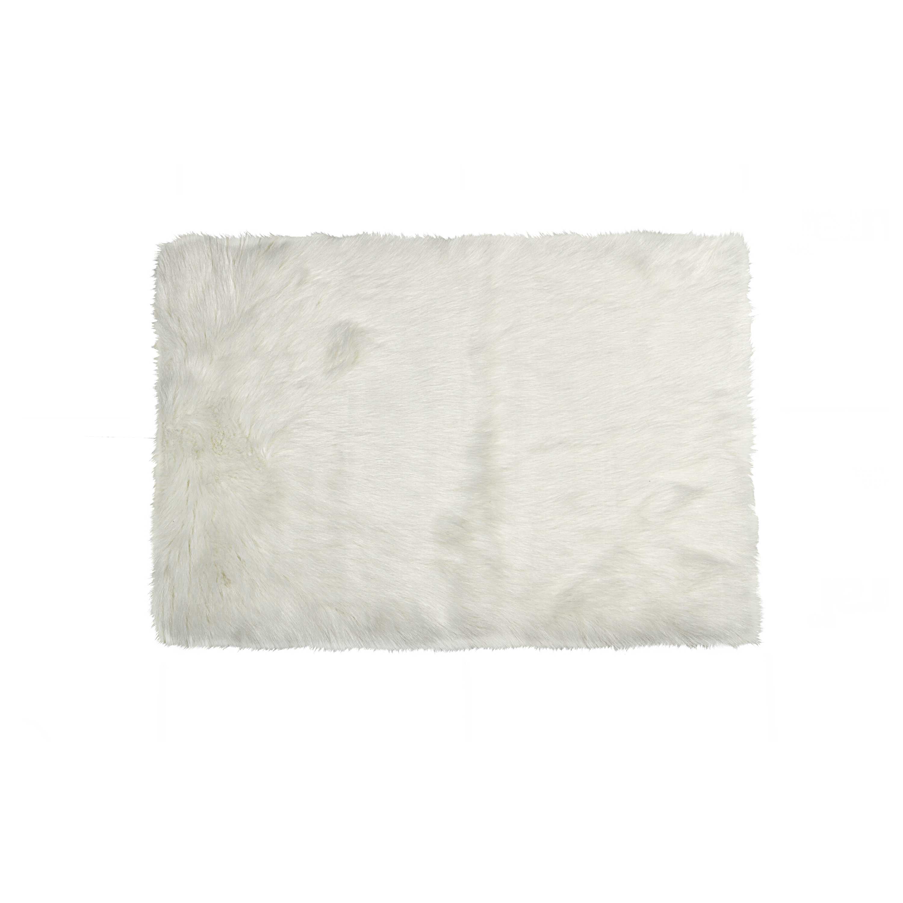 5' x 8' Off White Faux Fur Rectangular Area Rug