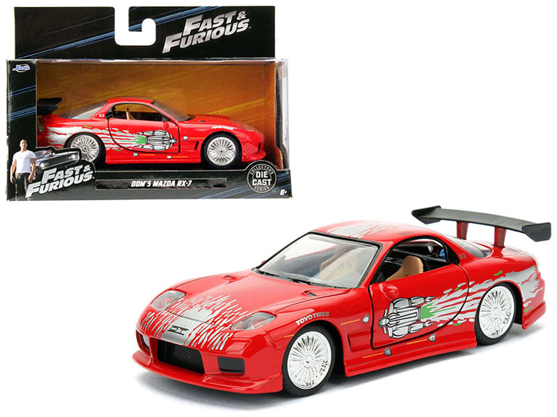 Dom's Mazda RX-7 Red with Graphics "Fast & Furious" Movie 1/32 Diecast Model Car by Jada