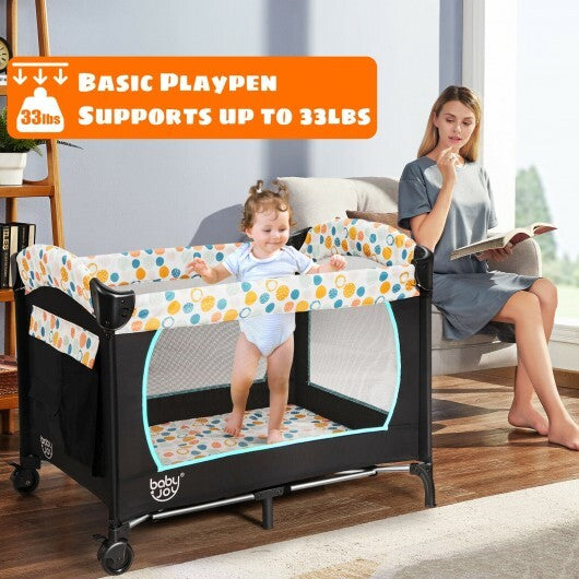4-in-1 Convertible Portable Baby Playard with Changing Station-Blue - Color: Blue