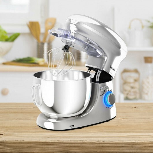 6.3 Quart Tilt-Head Food Stand Mixer 6 Speed 660W-Silver - Color: Silver