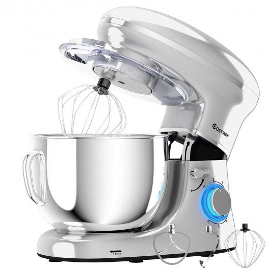 6.3 Quart Tilt-Head Food Stand Mixer 6 Speed 660W-Silver - Color: Silver