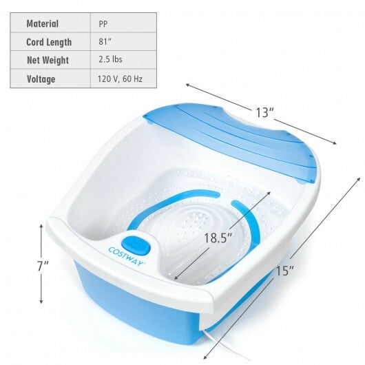 Foot Spa Bath with Bubble Massage-Blue - Color: Blue