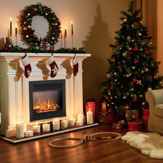 28.5 Inch Electric Fireplace Recessed with 3 Flame Colors - Color: Black - Size: 28.5 inches