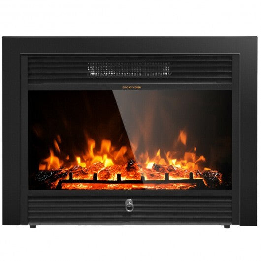 28.5 Inch Electric Fireplace Recessed with 3 Flame Colors - Color: Black - Size: 28.5 inches