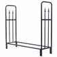 4 Feet Outdoor Heavy Duty Steel Firewood Wood Storage Rack - Color: Black