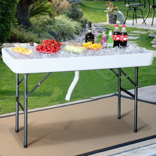 4 Feet Plastic Party Ice Folding Table with Matching Skirt