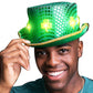 LED Green Clover Ultimate Sequin Plush Irish Top Hat with Shamrocks for St. Patrick?s Day