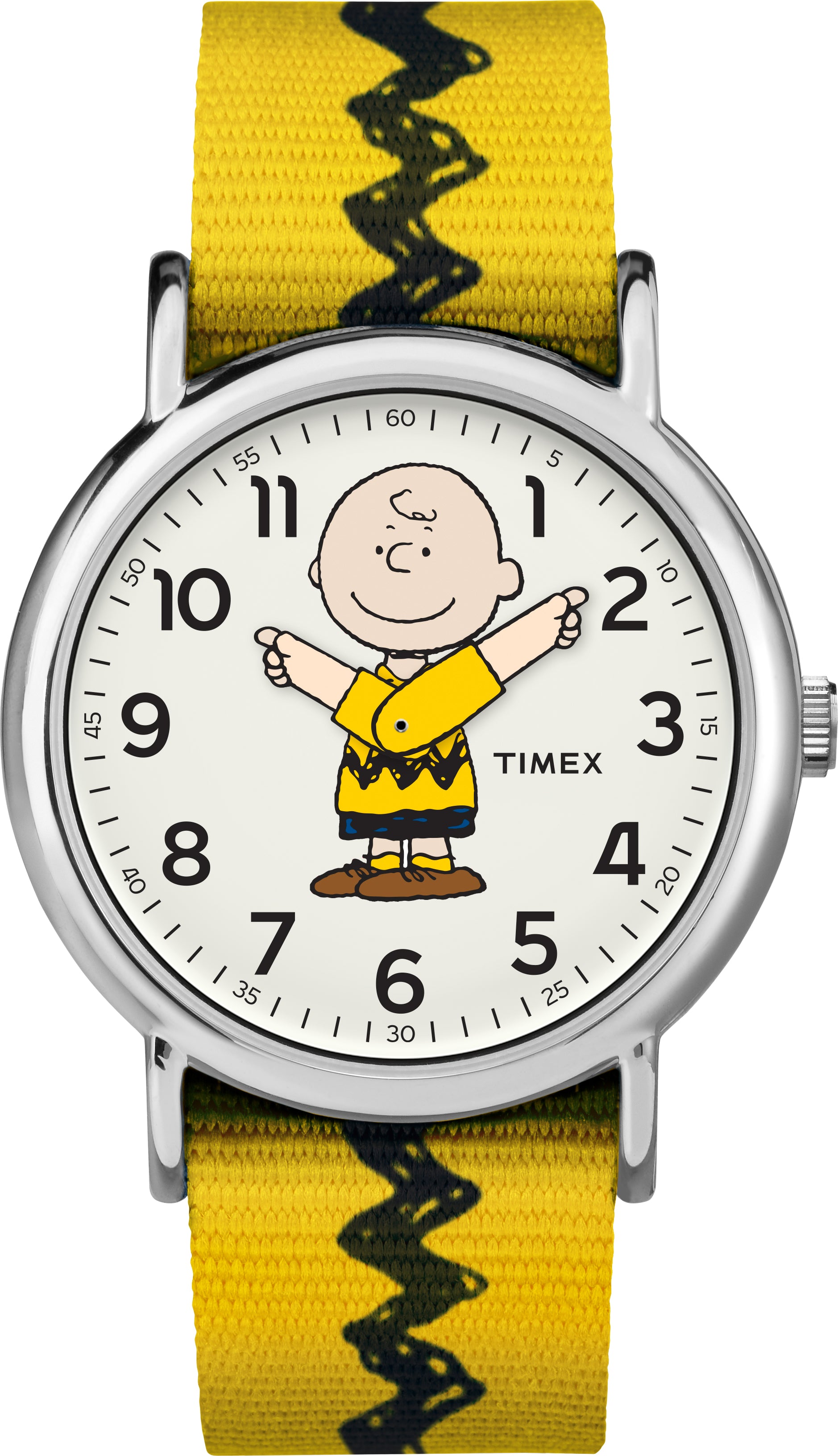 Timex Unisex TW2R41100 Weekender x Peanuts: Charlie Brown Nylon Slip-Thru Strap Watch