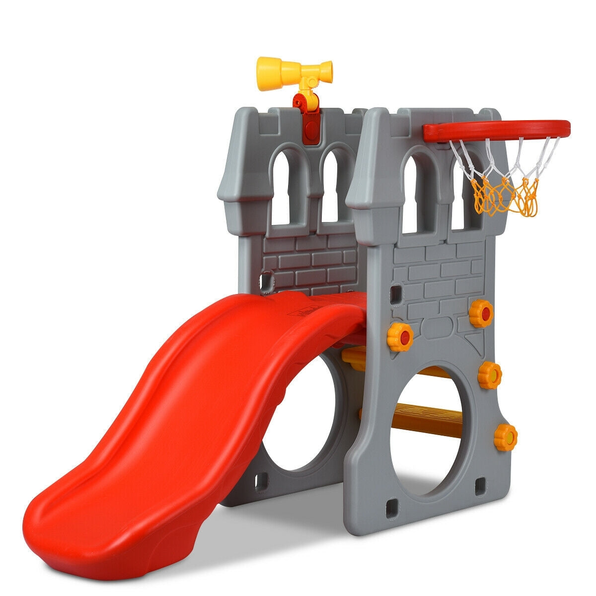 Children's Castle Slide with Basketball Hoop and Telescope