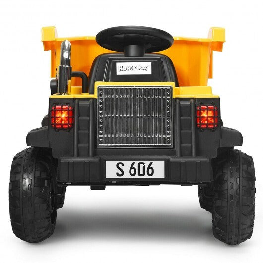 12V Battery Kids Ride On Dump Truck  with Electric Bucket - Color: Yellow