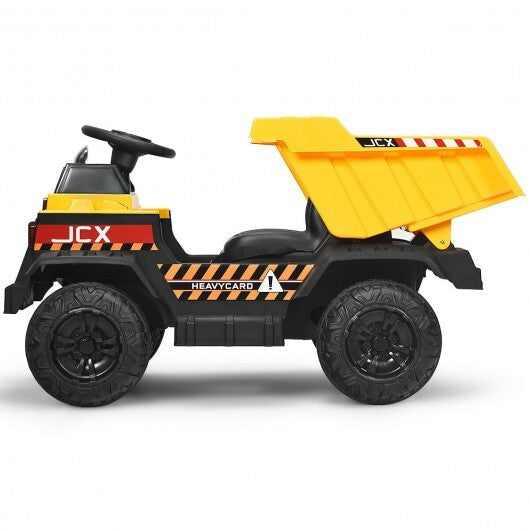 12V Battery Kids Ride On Dump Truck  withEl Electric Bucket and ectric Dump Bed - Color: Yellow